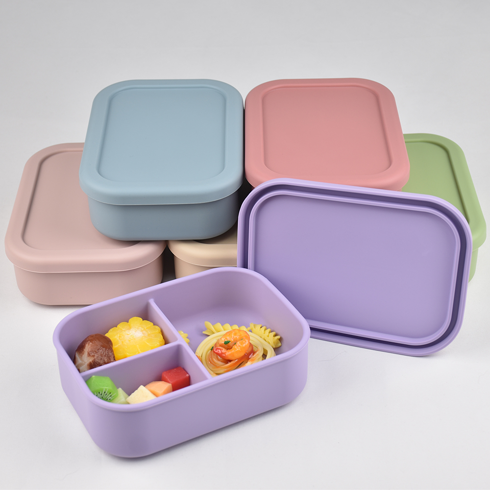 Baby Food Prep Containers - 3-Compartment Food Grade Silicone Bento Lunch