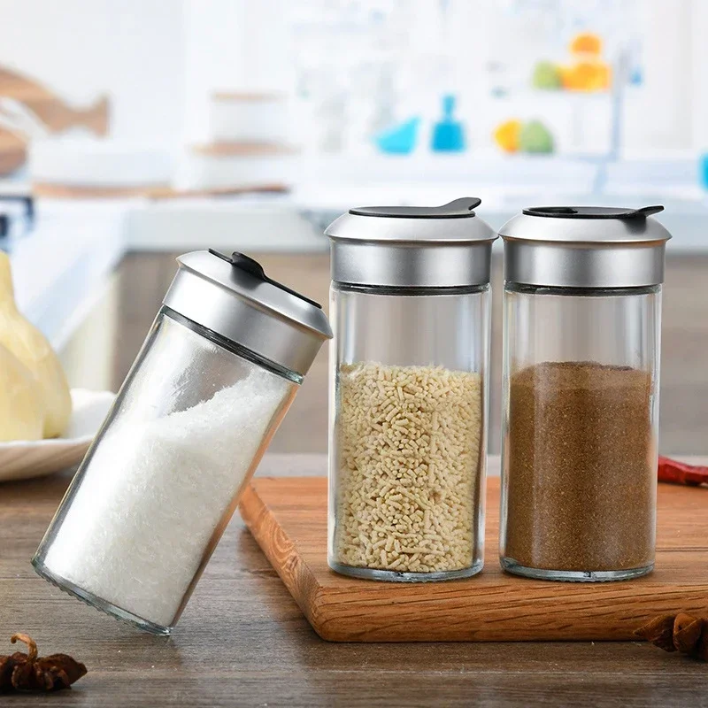 Baby Food Glass Jars - Kitchen Rotating Lid Seasoning Jar for