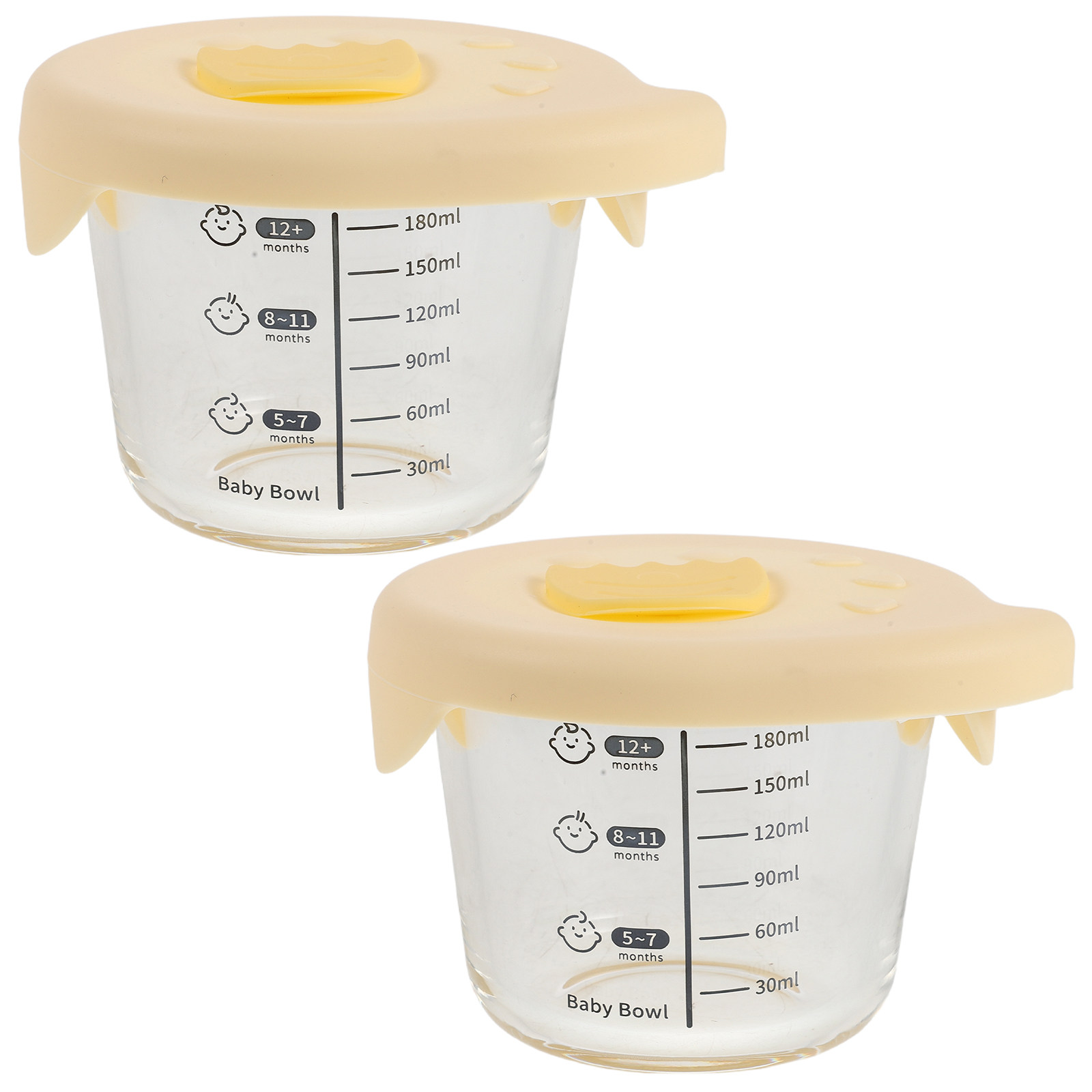 Baby Food Glass Jars - 2Pcs Glass Baby Food Storage Containers
