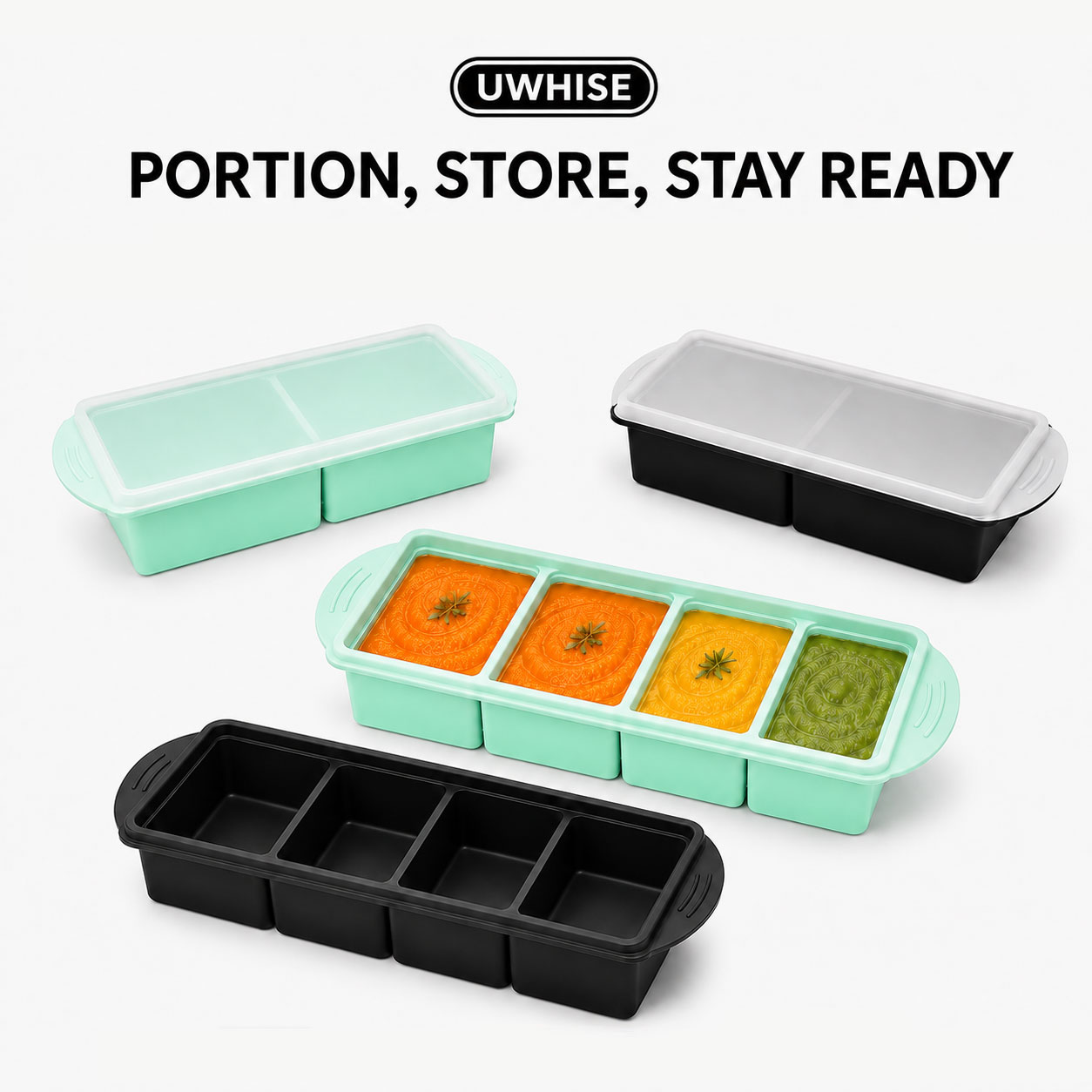 Baby Food Prep Containers - Uwhise Silicone Soup Freezer Tray Baby