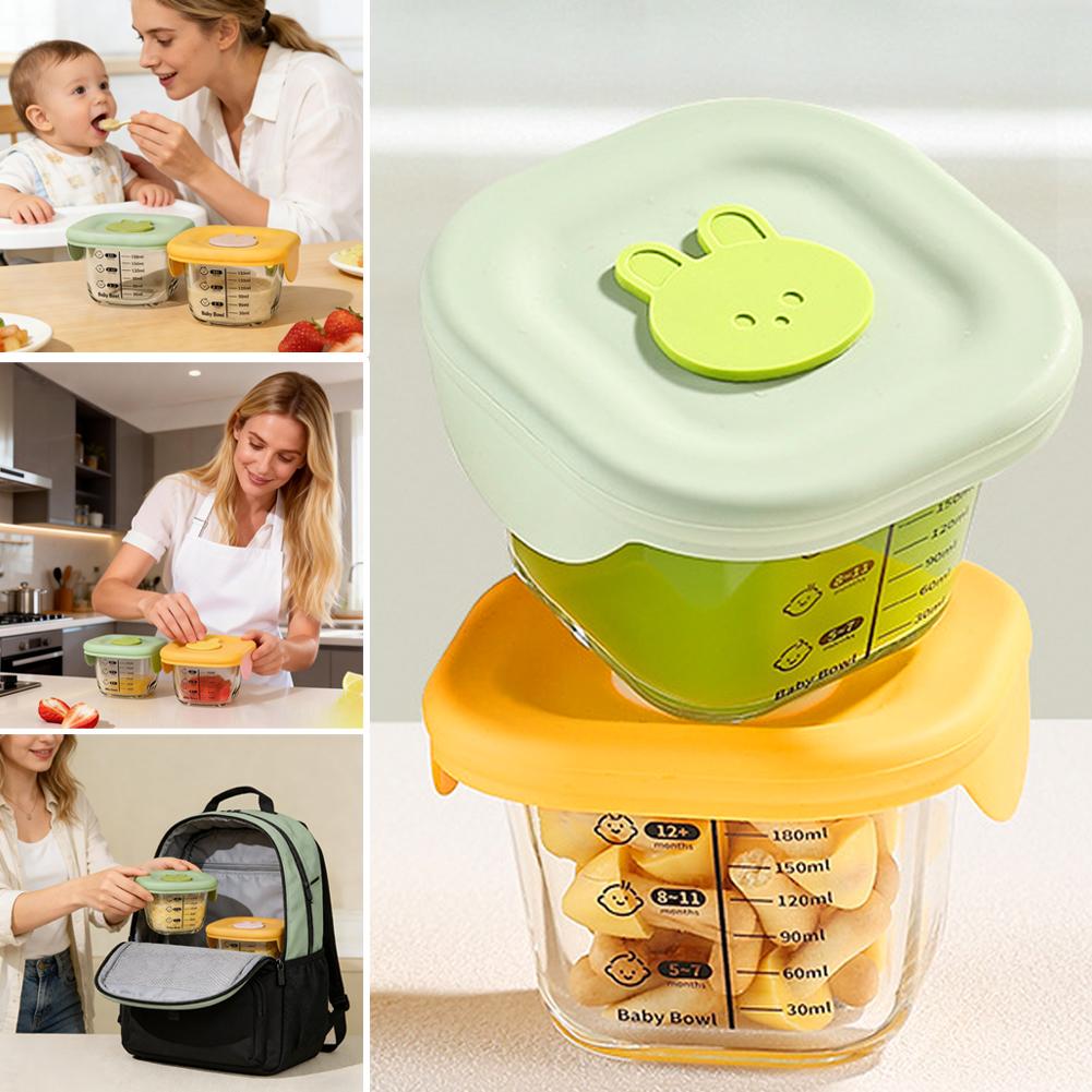 Baby Food Prep Containers - 2PCS Glass Steaming Bowl Baby Food