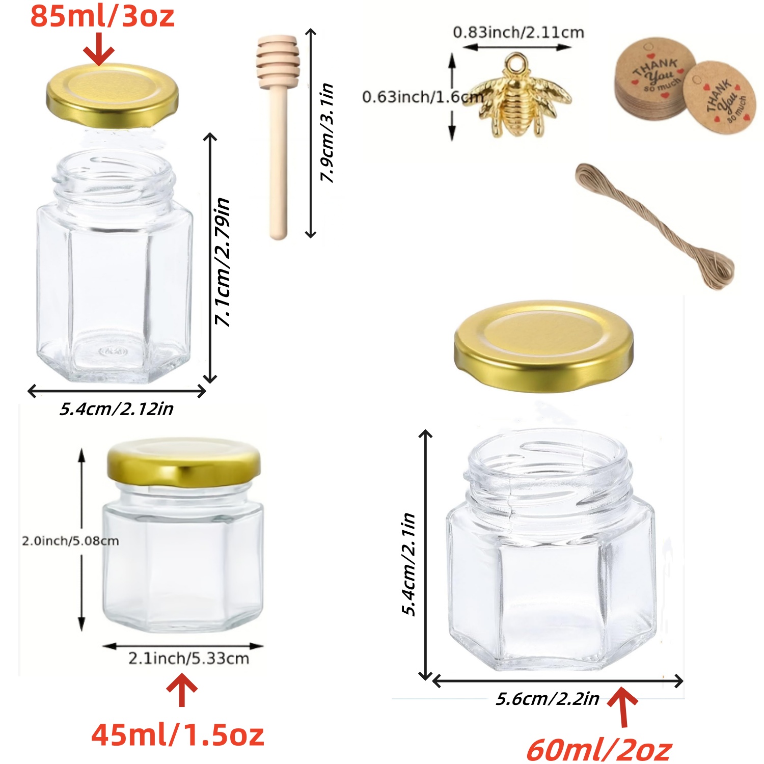 12/20/30/50/60Pcs-Mini Honey J - Baby Food Glass Jars 评论和价格