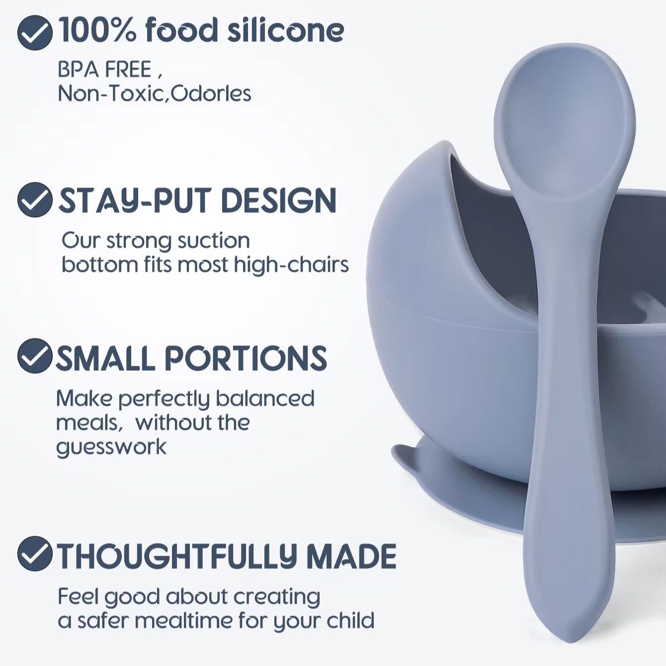 2PC Silicone Sucker Bowl Feedi - Baby Food Quantity 评论和价格