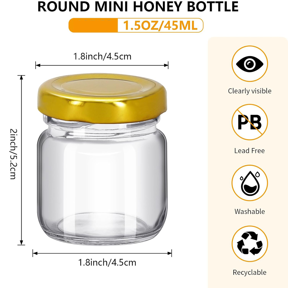 1.5 oz Round Mini Clear Honey  - Baby Food Glass Jars 评论和价格