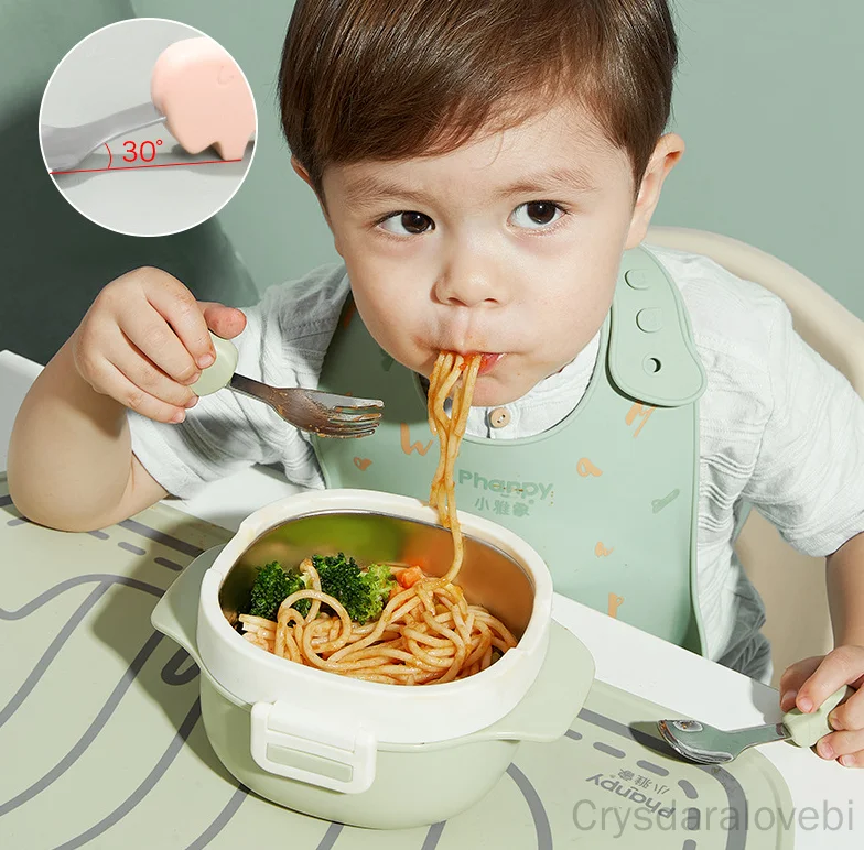 1setElephant Short Fork Spoon  - Baby Food Japan 评论和价格