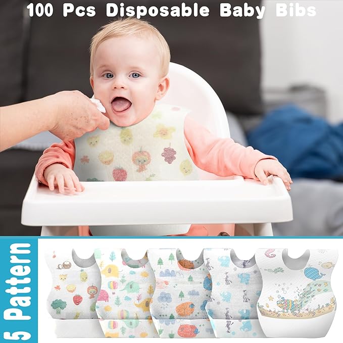 100Pcs Disposable Baby Bibs In - Baby Food For Travelling 评论和价格