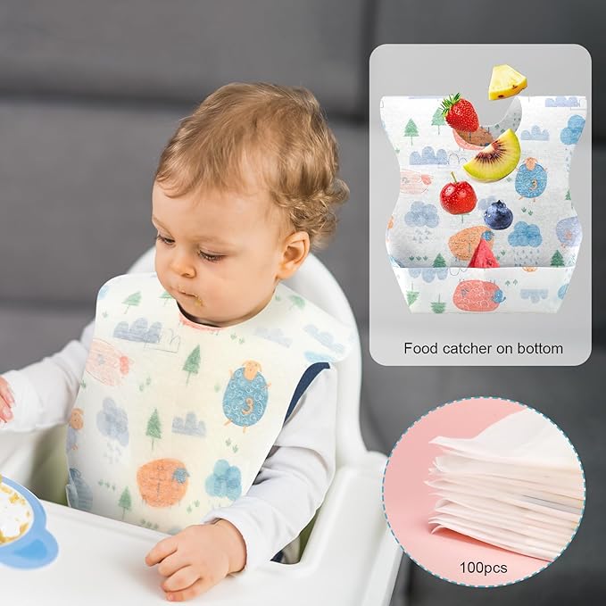 100Pcs Disposable Baby Bibs In - Baby Food For Travelling 评论和价格