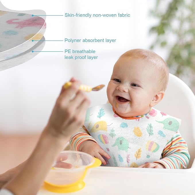100Pcs Disposable Baby Bibs In - Baby Food For Travelling 评论和价格