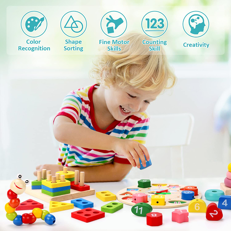 5-6pcs/set Montessori Wooden T - Baby Food Quantity 评论和价格