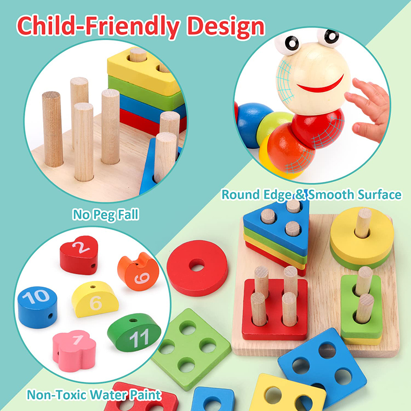 5-6pcs/set Montessori Wooden T - Baby Food Quantity 评论和价格